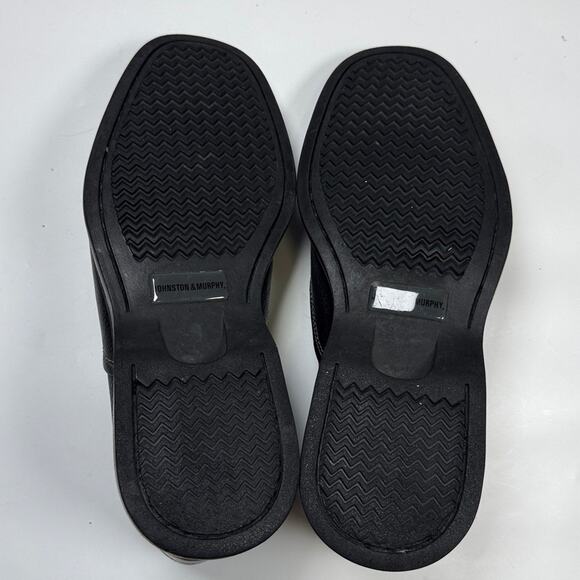 Johnson & Murphy Black Slip-On Leather Sheepskin Loafers Shoes S-472 Sz 8.5